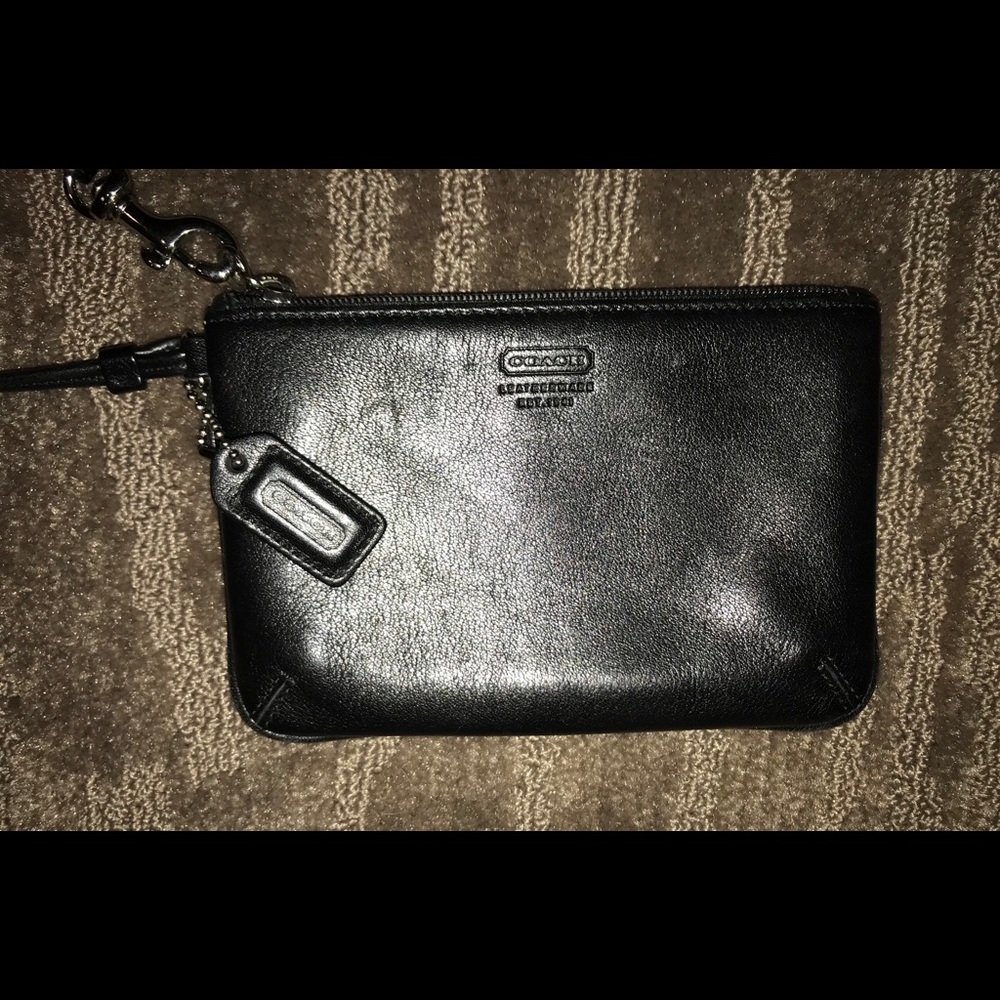 Black leather wristlet